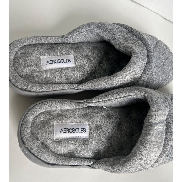 Aerosoles Gray Quilted Slip-On Slippers S 5-6 Comfy Indoor/Outdoor Sole - Picture 2 of 4
